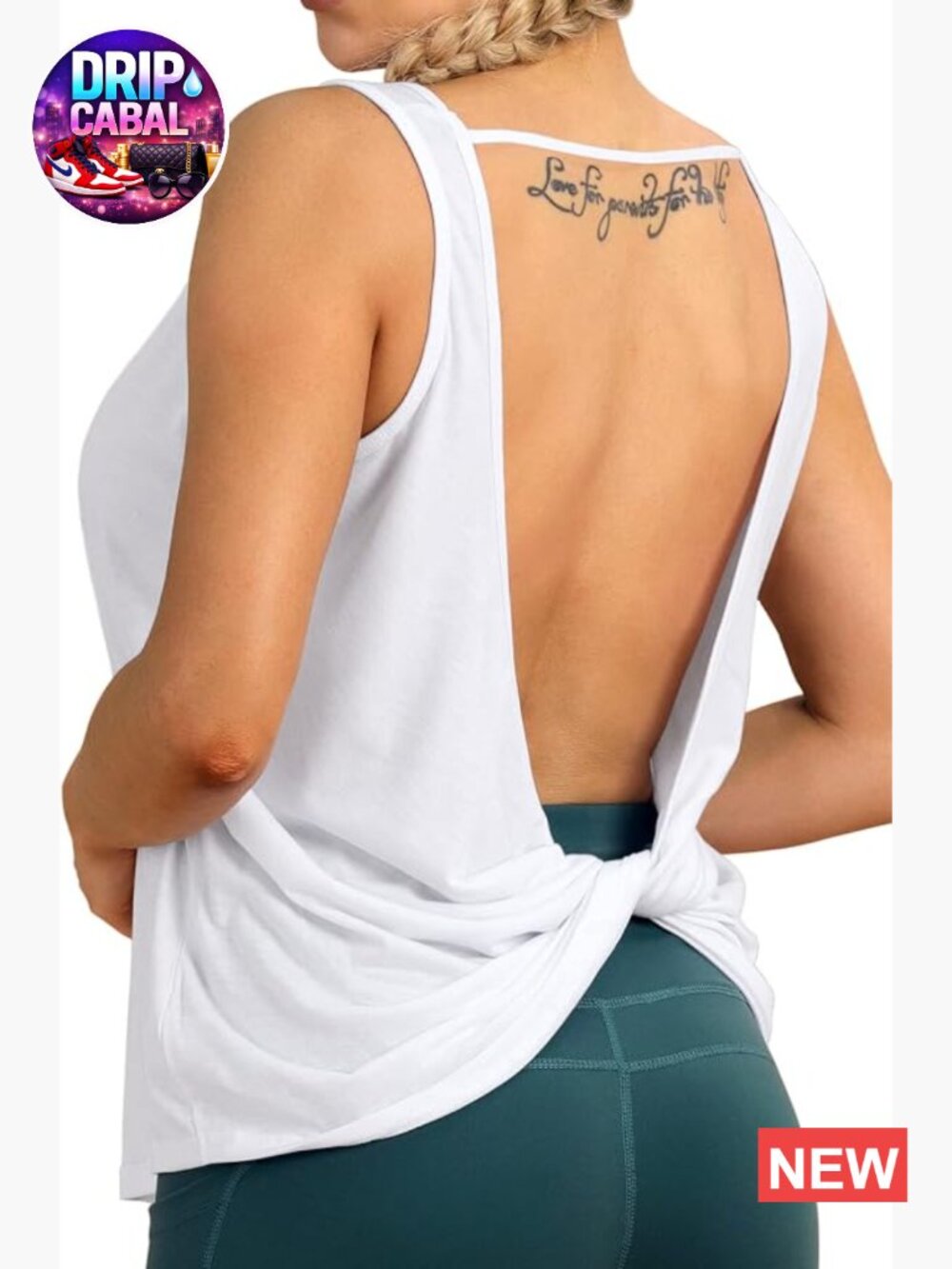 Open Back High Neck Workout Athletic Gym Tank Top Sleeveless